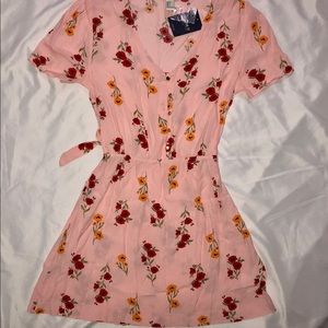 Forever21 Woven Floral Pattern Dress Peach/Red NWT